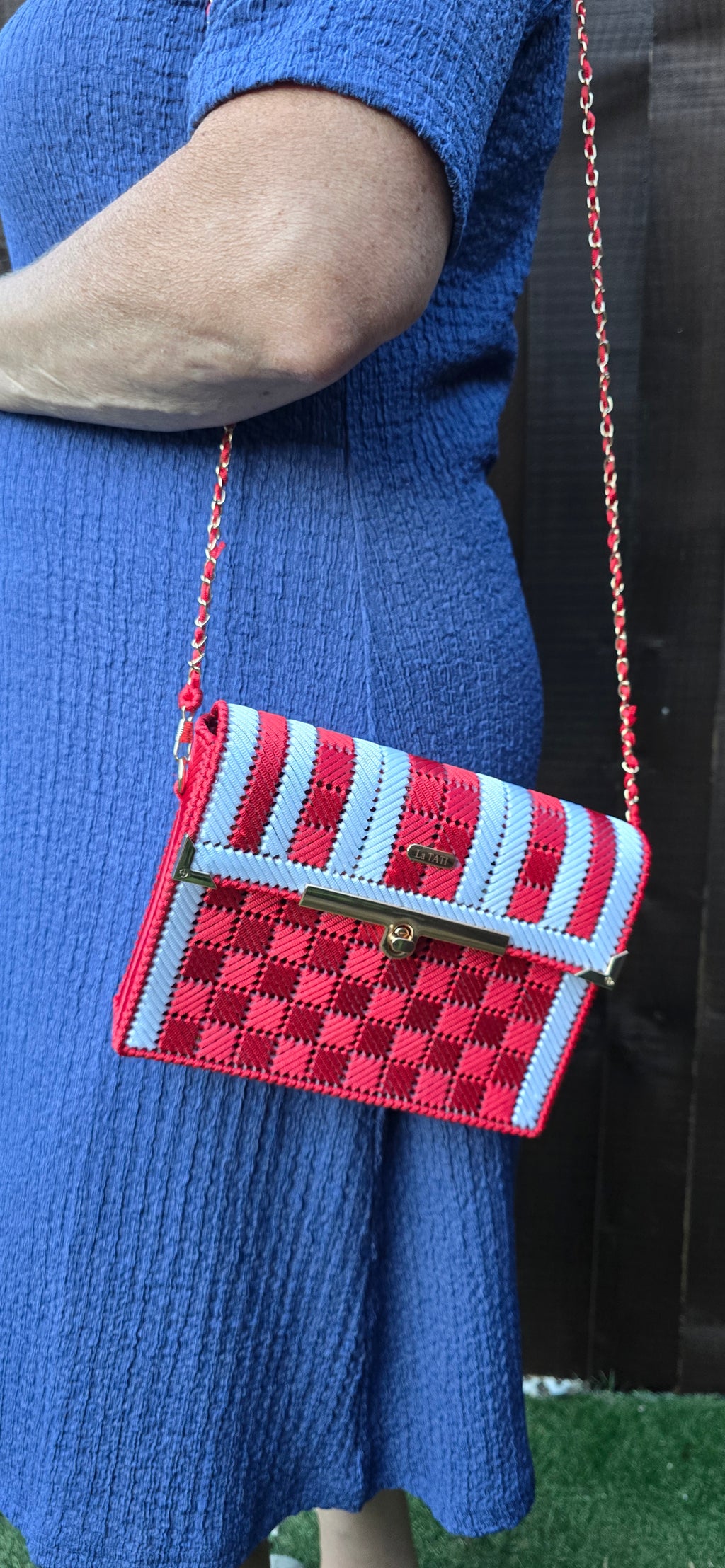 Handwoven Red & White Shoulder Bag