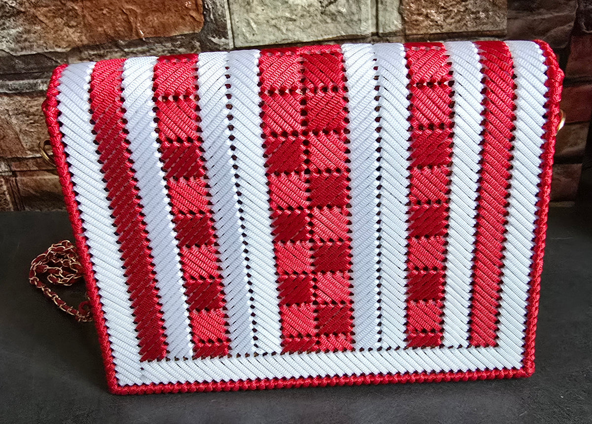Handwoven Red & White Shoulder Bag