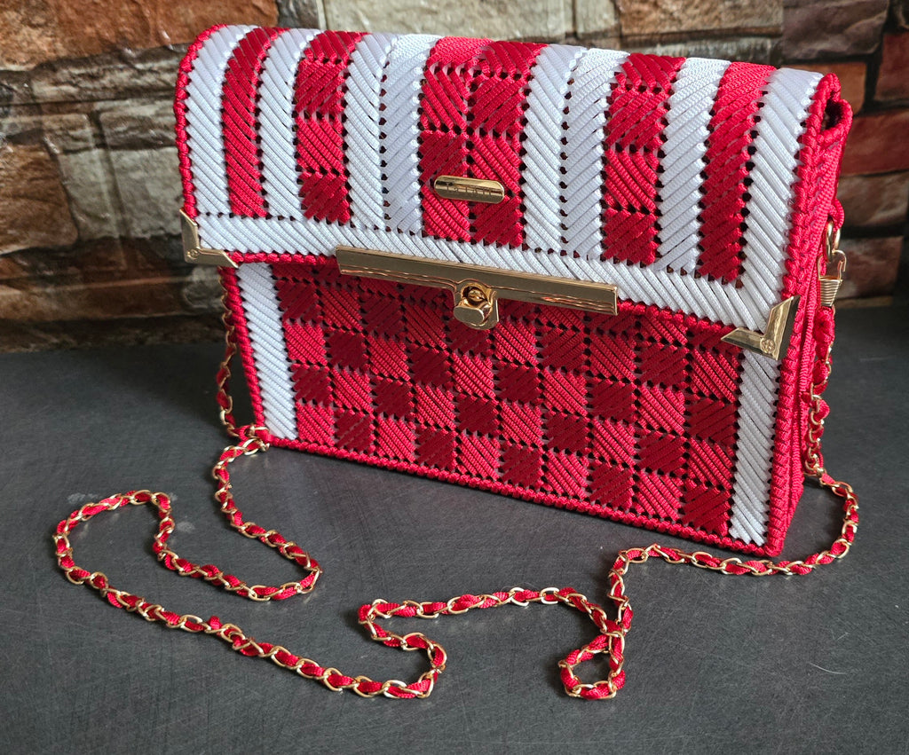 Handwoven Red & White Shoulder Bag
