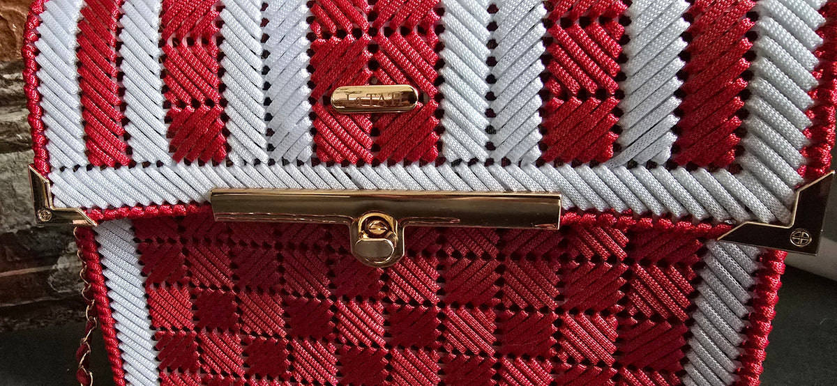 Handwoven Red & White Shoulder Bag