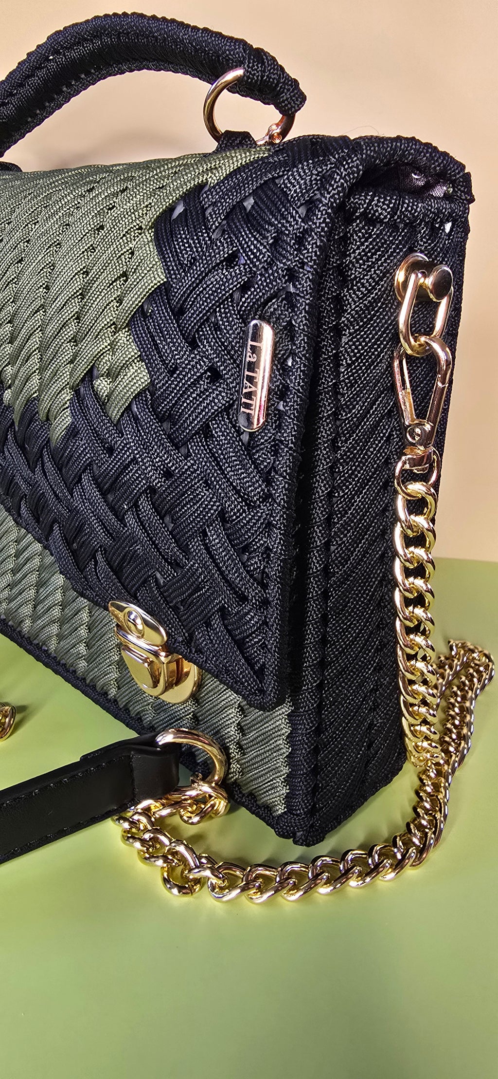 Handwoven Olive & Black Shoulder Bag